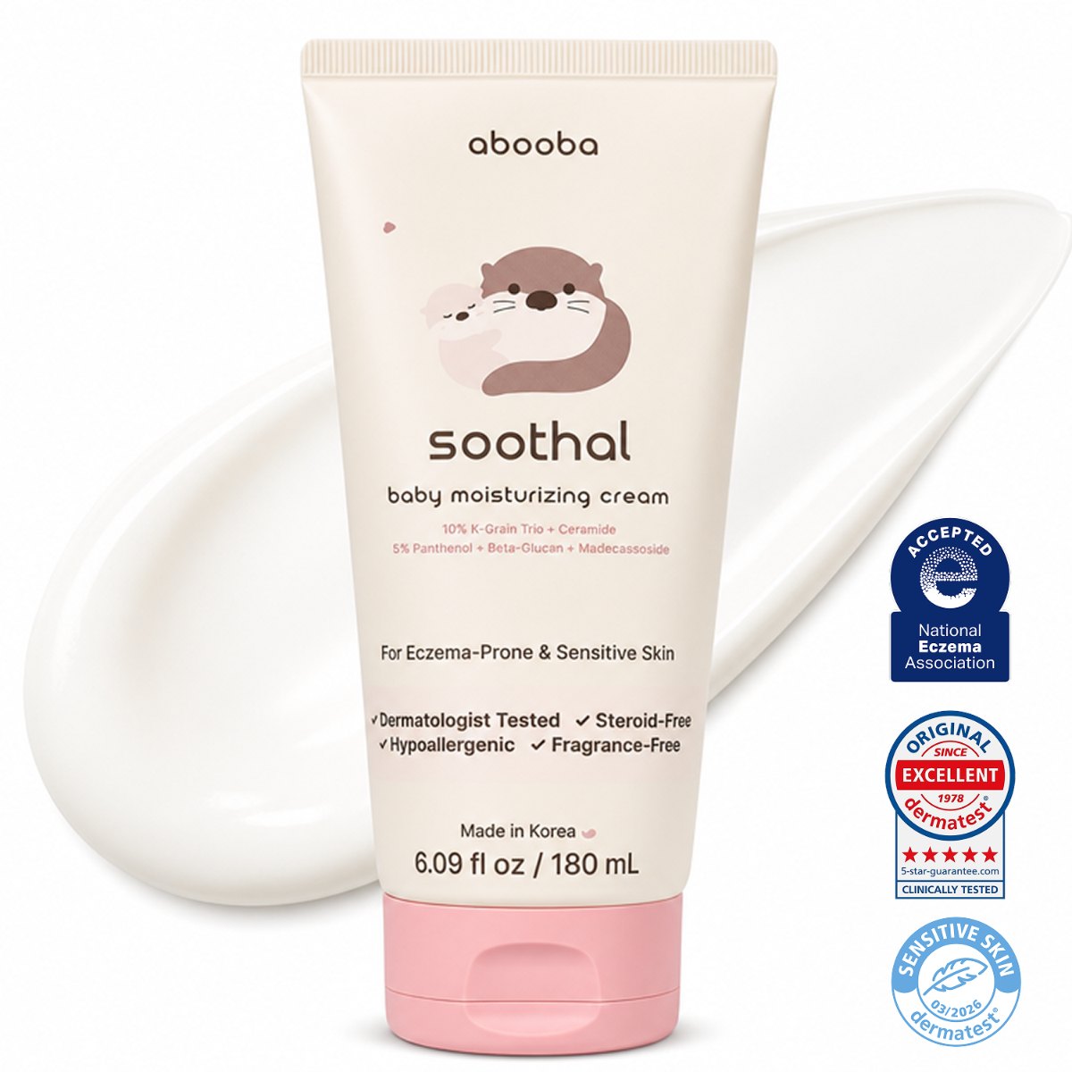 abooba SOOTHAL Baby Moisturizing Cream tube with cream texture